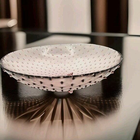 Cranberry Glass Other - Vintage Footed Light Cranberry Centerpiece Bowl Hobnail Boho Fall Cape Cod